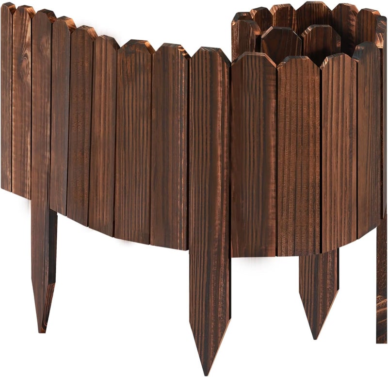 LINSHRY Wood Garden Edging, 1 Pack 9.8 in H x 4 ft L. Wooden Garden Fence for Decorative Landscape Border Edging, Courtyards Planting Fence Tree Fences - Image 1